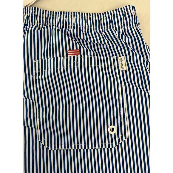 Maamgic Men’s Sz XL Blue & White Striped lined Swim Trunks Shorts - Picture 5 of 8